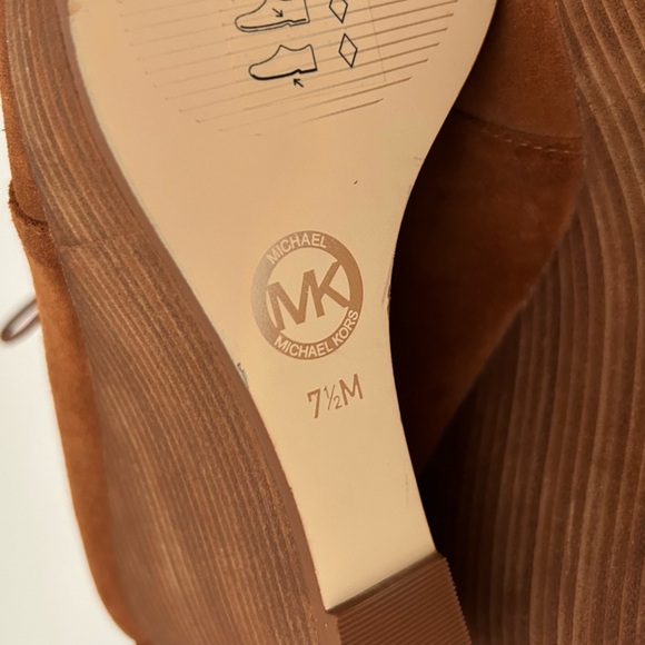 MICHAEL Michael Kors Pierce Leather Suede Rust Brown Lace Up Wedge Booties - 7.5 - Picture 10 of 10